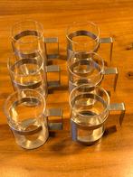 6 Blomus Theeglazen Met Metalen Houder, Huis en Inrichting, Keuken | Servies, Glas of Glazen, Gebruikt, Ophalen of Verzenden, Glas