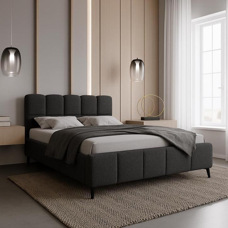 OP=OP Opbergbed Nola 140 x 200 Antraciet, Huis en Inrichting, Slaapkamer | Boxsprings, Nieuw, 140 cm, 200 cm, Tweepersoons, Zwart