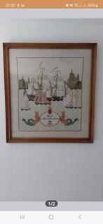 Sail artwork in frame borduurwerk schepen boten, Ophalen of Verzenden, Gebruikt, Zeilboot, Gebruiksvoorwerp