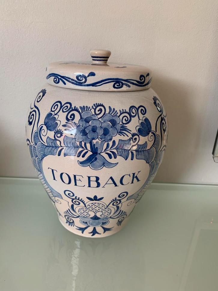 Antieke Goedewaagen Tabakspot met Blauw Decor, Antiek en Kunst, Antiek | Keramiek en Aardewerk, Ophalen of Verzenden