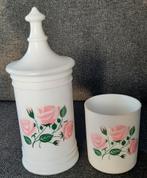 Retro vintage wattenpot en beker roze rozen 3 suisses, Ophalen