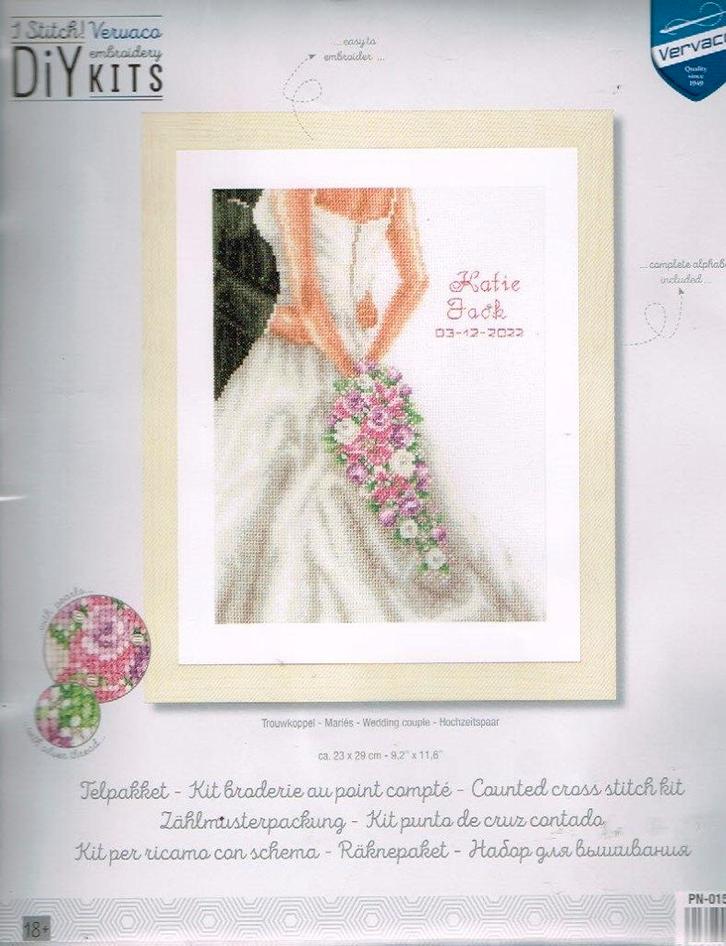 Cado vervaco borduurpakket huwelijk  trouwkoppel, Hobby en Vrije tijd, Borduren en Borduurmachines, Nieuw, Borduurpakket, Handborduren