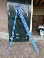 Antieke houten schilders trap ladder blauw, 2 tot 4 meter, Gebruikt, Trap, Ophalen