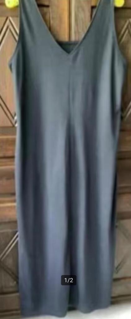 Lange, zwarte jurk, V-hals, zonder mouw, splitten; oto 50 cm, Kleding | Dames, Grote Maten, Gedragen, Jurk, Zwart, Ophalen of Verzenden