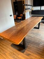 Massief Houten Eettafel +8 stoeIen industrieel&Stoer Design, Ophalen, 50 tot 100 cm, Zo goed als nieuw, Vijf personen of meer