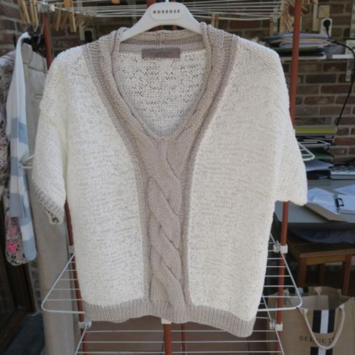 Pulleke nieuw wit grijze boord glitter hals d'Exterior mt M, Kleding | Dames, Truien en Vesten, Nieuw, Maat 38/40 (M), Wit, Ophalen of Verzenden