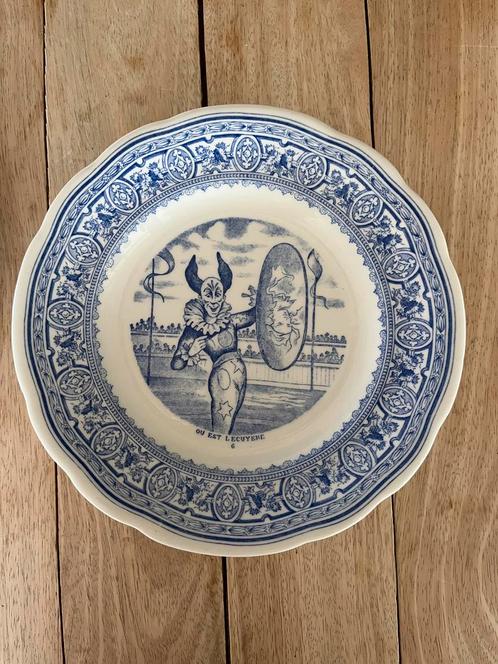Set van 9 antieke borden -Gien France– blauw-wit aardewerk, Antiek en Kunst, Antiek | Servies los, Ophalen