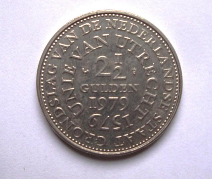 Unie van Utrecht rijksdaalder 1979, Postzegels en Munten, Munten | Nederland, Losse munt, 2½ gulden, Koningin Juliana, Ophalen of Verzenden