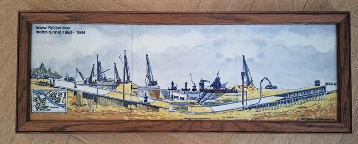 vintage tegeltableau tegels bouw metro Spijkenisse 1980-1984, Antiek en Kunst, Antiek | Wandborden en Tegels, Ophalen of Verzenden