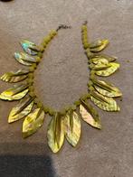 Bijzondere Ketting met Bladmotief, Sieraden, Tassen en Uiterlijk, Kettingen, Ophalen of Verzenden, Zo goed als nieuw, Geel, Steen of Mineraal