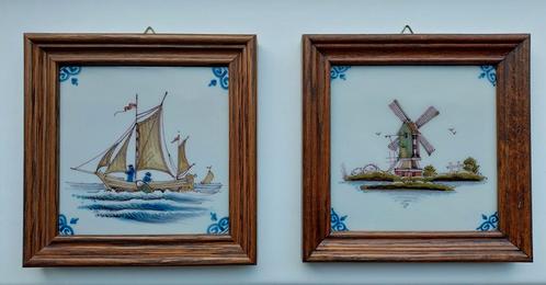2 tegels Tichelaar ingelijst, Antiek en Kunst, Antiek | Wandborden en Tegels, Ophalen of Verzenden