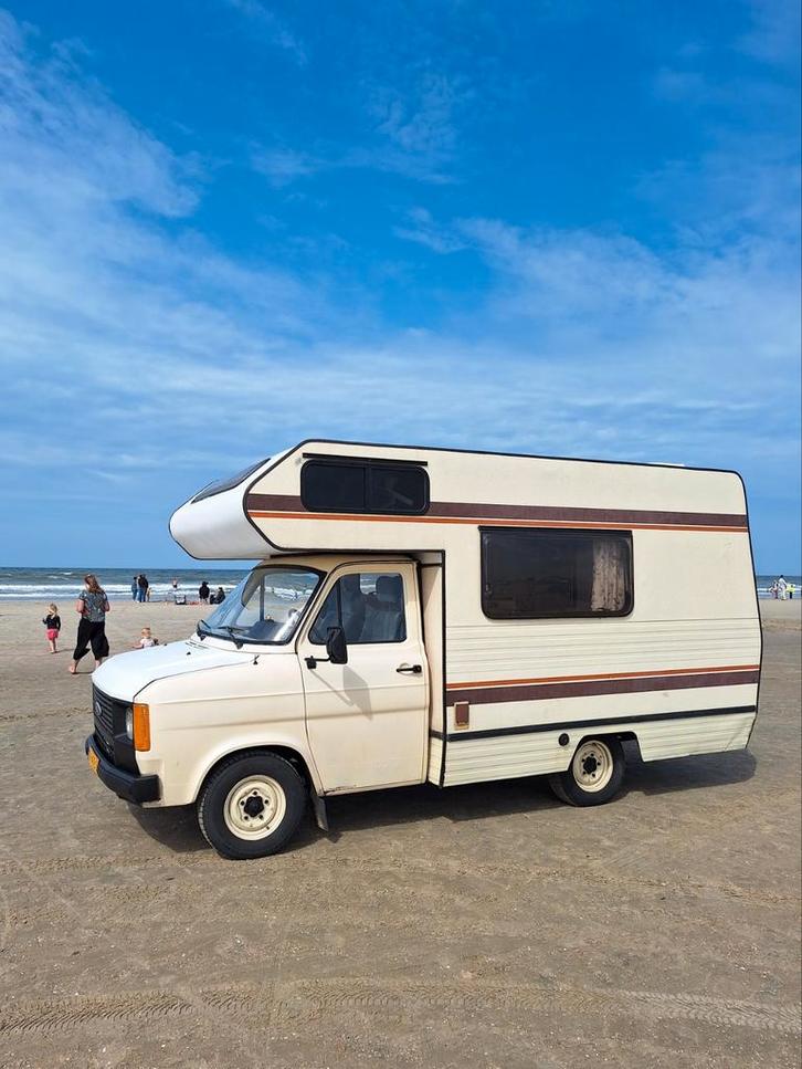 Ford Transit mk2 Hymer Camper (1983) Oldtimer! Apk aug. '27, Caravans en Kamperen, Campers, Particulier, tot en met 3, Alkoof