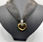 Ketting dubbel hart van Swarovski, Verzenden, Nieuw, Zilver, Overige materialen