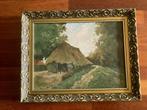 Landschap met schuur van J. van Zijl - olieverf 29 x 39 cm, Antiek en Kunst, Kunst | Schilderijen | Klassiek, Ophalen