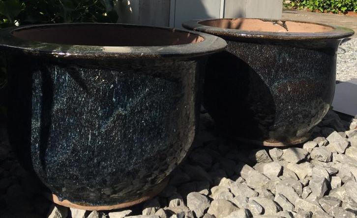 Grote zware geglazuurde XXL bloempotten bakken 60cm en 90cm, Tuin en Terras, Bloempotten, Zo goed als nieuw, Terracotta, Binnen