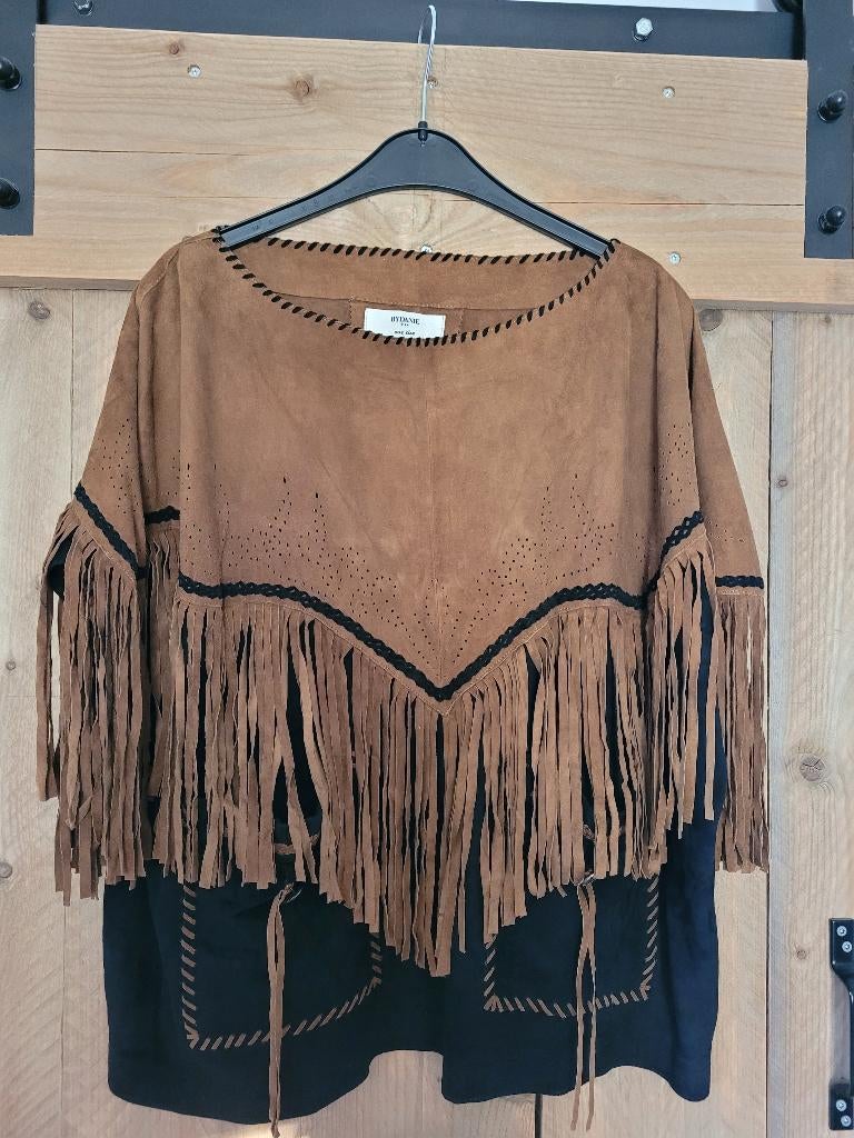 Leren dames top suede bruin / zwart Bydanie, Kleding | Dames, Tops, Zwart, Ophalen of Verzenden, Zo goed als nieuw, Zonder mouw