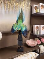 Opgzette parkiet op houten ornament, Ophalen of Verzenden, Gebruikt