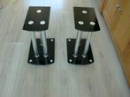 Standaards set voor luidsprekers zwart glas zilver 46.5 cm ., Ophalen, Zo goed als nieuw, Front, Rear of Stereo speakers, Overige merken