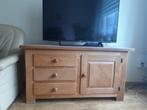 Moderne, licht eiken TV kast ; 1 deur & drie lades (géén TV), Ophalen, Gebruikt, 100 tot 150 cm, Modern, licht eiken