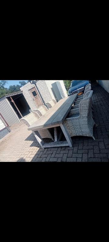 Robuste tuinset douglas tafel 370x110 rotan lounge stoelen  beschikbaar voor biedingen