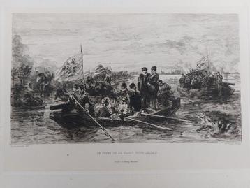 26 / De Prins op de vloot voor Leiden Ets uit de19e eeuw beschikbaar voor biedingen