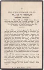 frater Joannes Hermans 1903 Tilburg + 1965 Deurne, 62 jaar, Verzenden