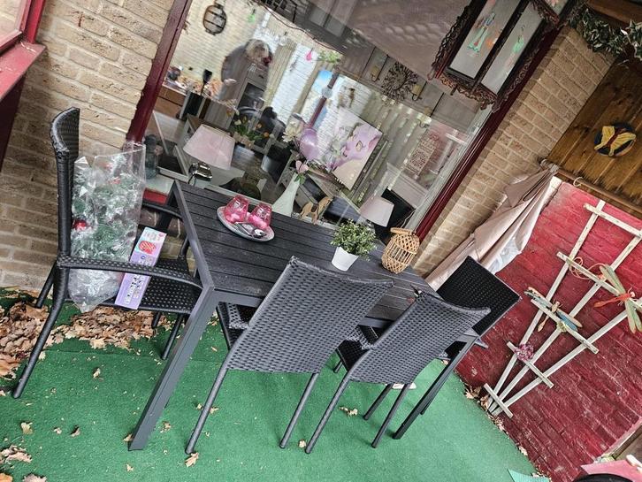 Tuinset - Tafel met 4 stoelen - ZSM weg, Tuin en Terras, Tuintafels, Gebruikt, Rechthoekig, Metaal, Ophalen of Verzenden