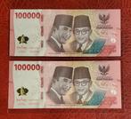 2 x 100000 ir. Indonesië.  UNC., Ophalen of Verzenden, Overige landen