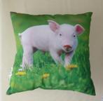 Kussentje met foto varken, Ophalen of Verzenden, Nieuw, Groen, Vierkant