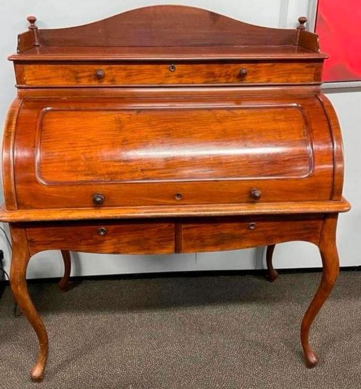 Antiek Engels bureau /Mahonie trommel- of cilinderbureau., Antiek en Kunst, Antiek | Meubels | Kasten, Ophalen