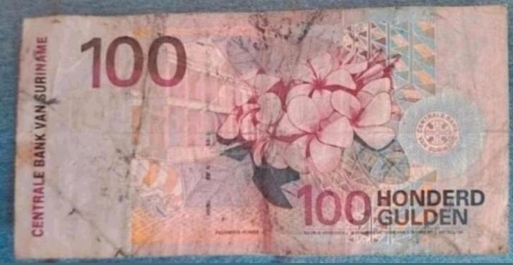 Suriname 100 gulden biljet, Postzegels en Munten, Bankbiljetten | Amerika, Los biljet, Zuid-Amerika, Ophalen of Verzenden