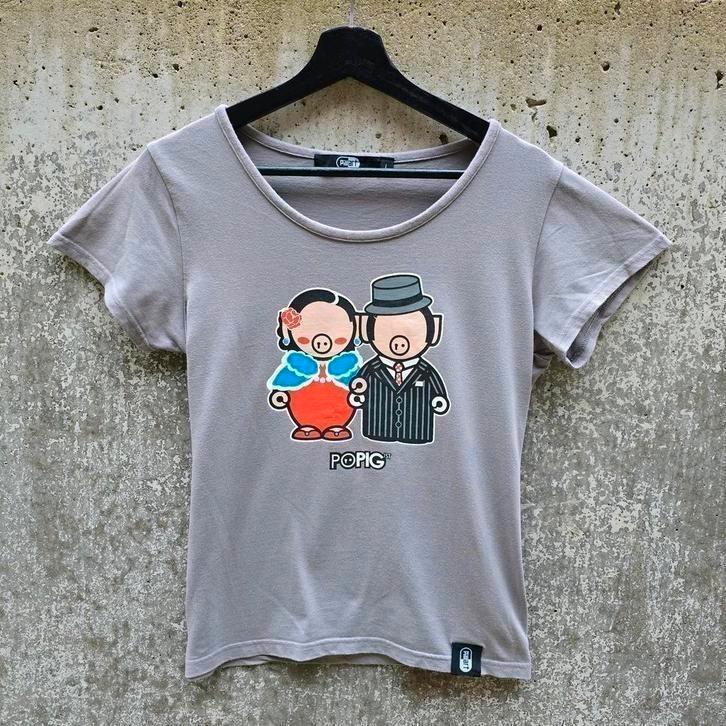 Grijs Pill art t-shirt fancy varken maat S, Kleding | Dames, T-shirts, Nieuw, Maat 36 (S), Grijs, Korte mouw, Ophalen of Verzenden