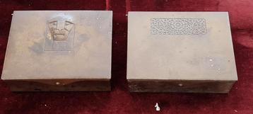 2 x art deco koperen postzegeldoosjes. beschikbaar voor biedingen