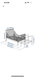 Ikea MINNEN Meegroeibed, Ophalen, 70 tot 85 cm, Zo goed als nieuw, Lattenbodem