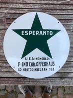 Uniek emaille bord reclamebord Esperanto Wereldtaal 40 cm, Antiek en Kunst, Ophalen of Verzenden