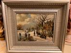 Prachtige olieverf winterlandschap schilderij, Antiek en Kunst, Ophalen of Verzenden