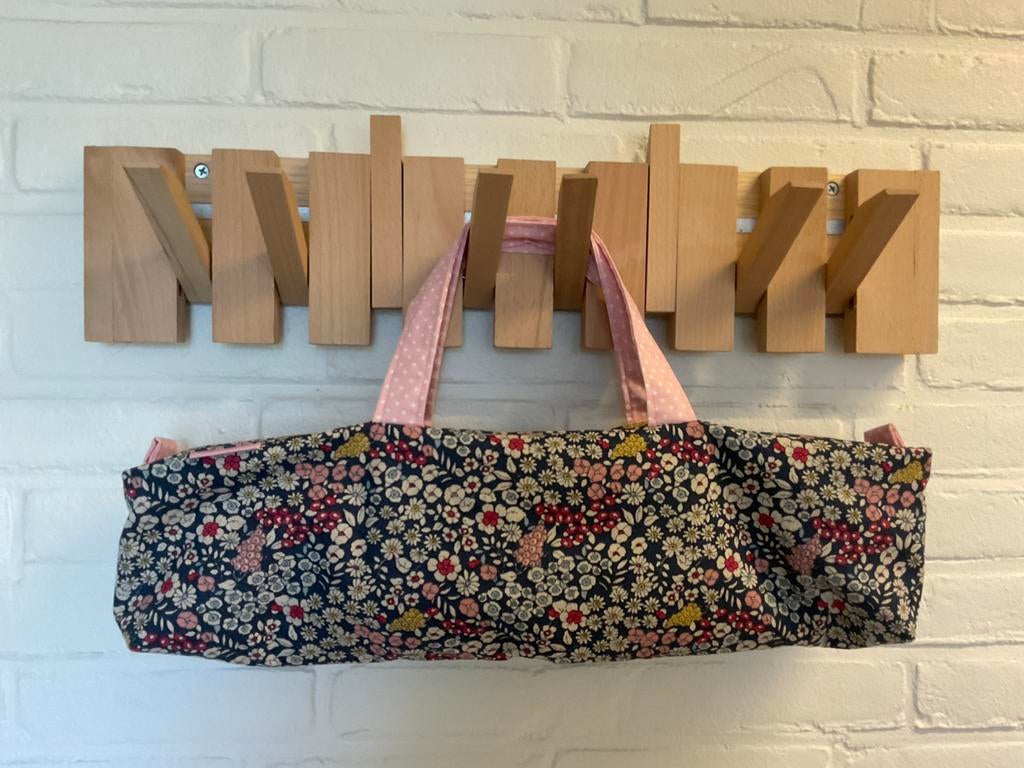 Houten Handvat Breitas, Breiorganisator Geweven Stof Opbergtas Garenopslag Gehaakte Tas Houten Handvat Breitas Garenopslag (paarse bloem