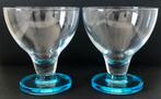 Twee glazen ijscoupes blauw / lichtblauw stevige stam/voet, Glas of Glazen, Ophalen of Verzenden, Overige stijlen, Glas