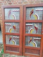 201hx240br Driedelig scheidingswand glas in lood rood/oranje, Antiek en Kunst, Ophalen