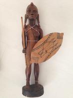 beeld houtsnijwerk Afrikaanse krijger, Antiek en Kunst, Ophalen of Verzenden