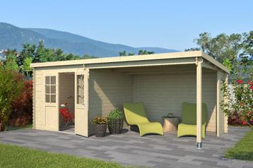 Blokhut met overkapping Sunniva 570x275 Onbehandeld vuren beschikbaar voor biedingen