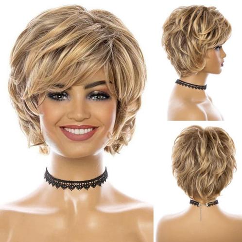 Pruik kort vlot haar in laagjes met pony model 108, Sieraden, Tassen en Uiterlijk, Uiterlijk | Haarverzorging, Nieuw, Pruik of Haarverlenging