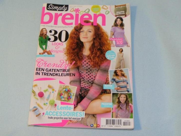 Breitijdschrift Simply breien april mei 2015 incl breicursus, Hobby en Vrije tijd, Breien en Haken, Zo goed als nieuw, Breien