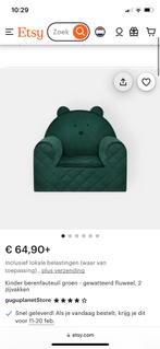 Guguplanet kinder beren fauteuil velvet groen - als nieuw, Ophalen of Verzenden, Zo goed als nieuw, Stoel