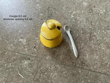 Vintage mosterpotje met lepel - keramiek (KWF) beschikbaar voor biedingen