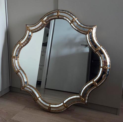 Prachtige grote venetiaanse spiegel trapezium italiaans, Antiek en Kunst, Antiek | Spiegels, 50 tot 100 cm, Minder dan 100 cm