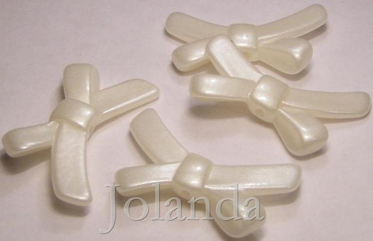 0367 Lelie Witte Strikken Acryl Kralen (18 mm), Hobby en Vrije tijd, Kralen en Sieraden maken, Nieuw, Kraal, Ophalen of Verzenden