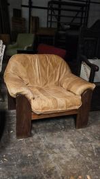 Vintage brutalist leren stoel, Ophalen of Verzenden