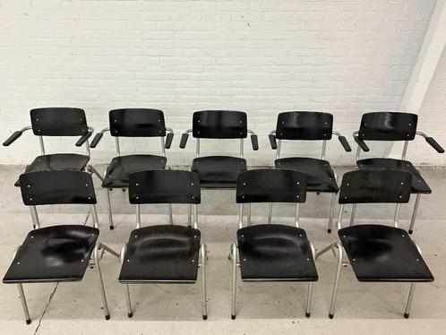 10 x vintage design Obo stoelen, Huis en Inrichting, Stoelen, Gebruikt, Vijf, Zes of meer stoelen, Hout, Metaal, Ophalen