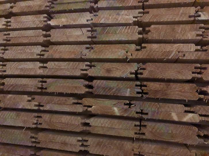 Vuren/grenen puntschroot in Douglas kleur geimpregneerd, Doe-het-zelf en Verbouw, Hout en Planken, Nieuw, Plank, Grenen, Minder dan 25 mm